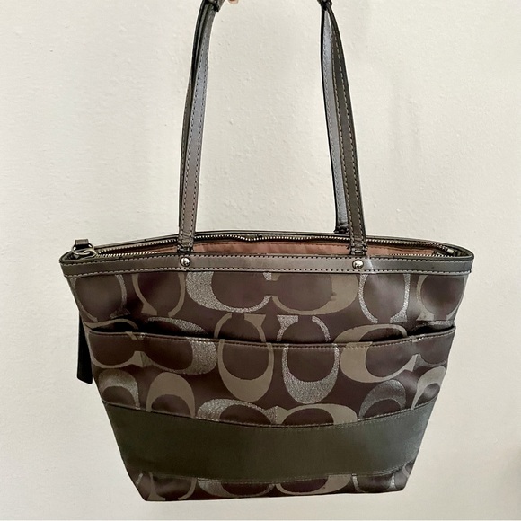 Coach East west signature logo metallic stripe tote - Picture 2 of 7
